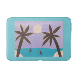 Alfombrilla De Baño Mat acuático con palmeras