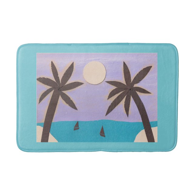 Alfombrilla De Baño Mat acuático con palmeras (Anverso)