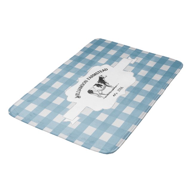 Alfombrilla De Baño Mat Bath de vaca azul de la granja de búfalo (Angular)