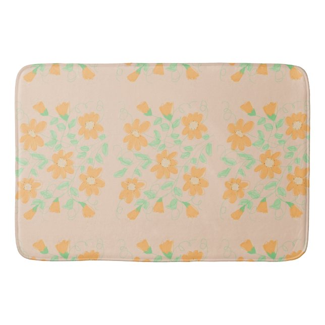 Alfombrilla De Baño Mat con flores naranja (Anverso)