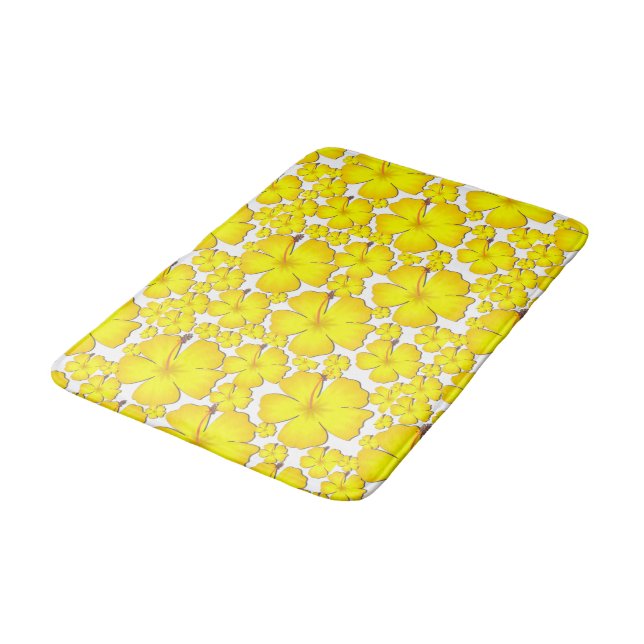 Alfombrilla De Baño Mat de baño amarillo hibiscus (Angular)