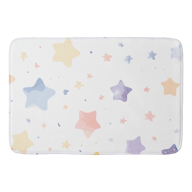 Alfombrilla De Baño Mat de baño blanco con estrellas (Anverso)