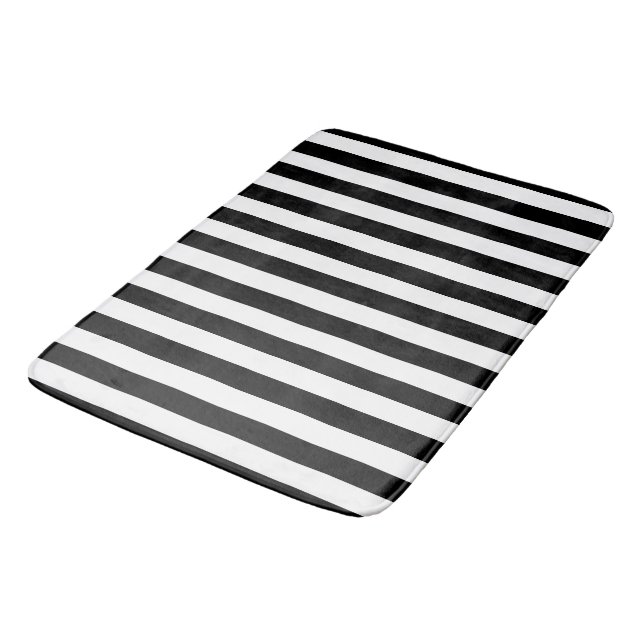 Alfombrilla De Baño Mat de baño blanco negro a rayas (Angular)