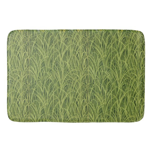 Alfombrilla De Baño Mat de baño botánico de patrón de gramíneas verdes (Anverso)