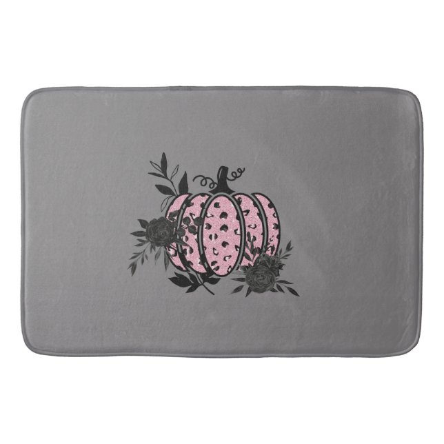 Alfombrilla De Baño Mat de baño, calabaza de leopardo rosa y negro (Anverso)