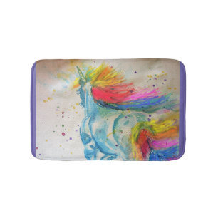 Alfombrilla De Baño Mat de baño color agua con unicornio arcoiris
