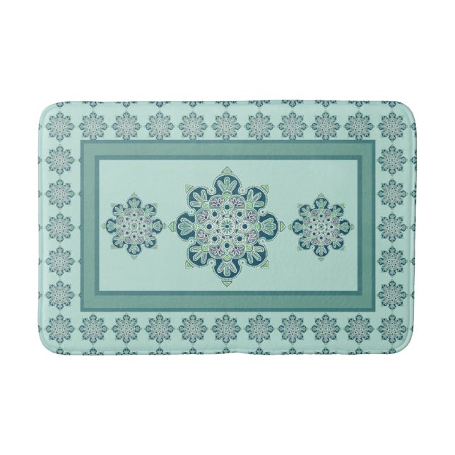 Alfombrilla De Baño Mat De Baño Con Diseño De Medallón Verde (Anverso)