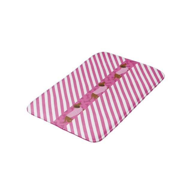 Alfombrilla De Baño Mat de baño Dachshund rosa y blanco (Angular)
