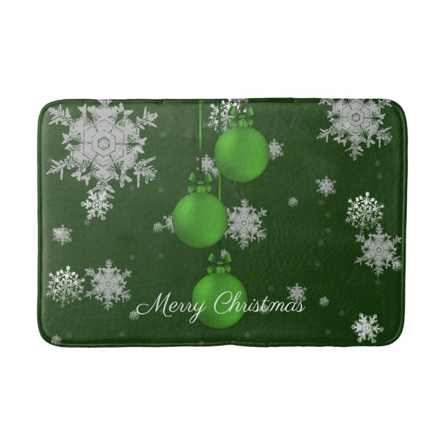 Alfombrilla De Baño Mat de baño de adornos verdes de Navidad (Anverso)