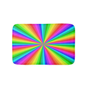 Alfombrilla De Baño Mat de baño de arte arcoiris con ráfagas de color