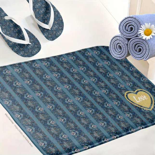 Alfombrilla De Baño Mat de Baño de Baño con tira azul (Blue Stripe Math Mat & Flip-flops by Poet Adiela Akoo. Browse my store for more gr8t finds & decor )