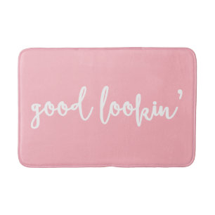 Alfombrilla De Baño Mat de baño de caligrafía moderna de guiño rosa bu