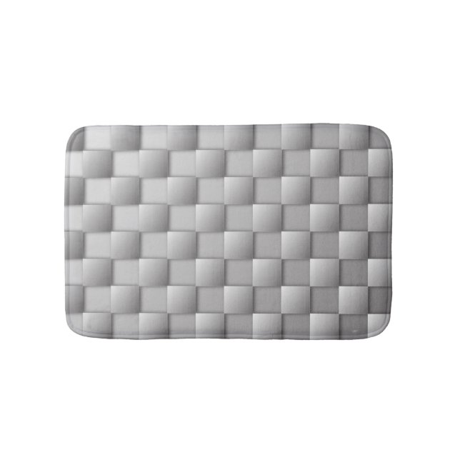 Alfombrilla De Baño Mat de baño de cheques plateados (Anverso)