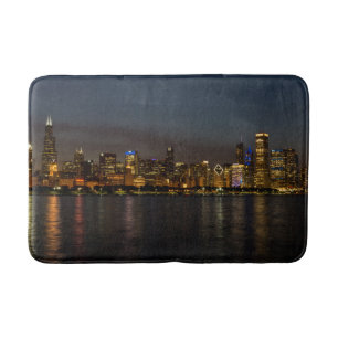 Alfombrilla De Baño Mat de baño de Chicago Night Cityscape