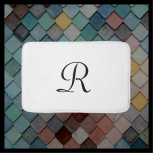 Alfombrilla De Baño Mat de baño de color negro y blanco monogramado