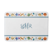 Mat de baño de conchas y tiras