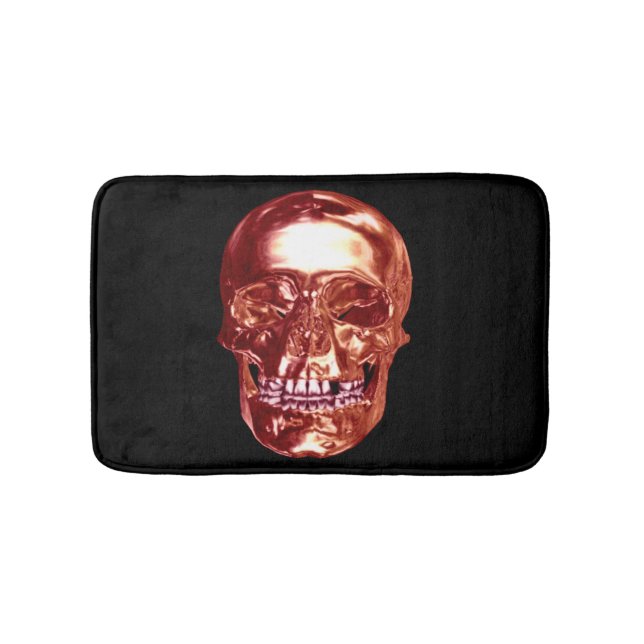 Alfombrilla De Baño Mat de baño de cráneo rojo cromado (Anverso)