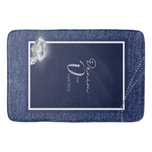 Alfombrilla De Baño Mat de baño de denim y diamantes