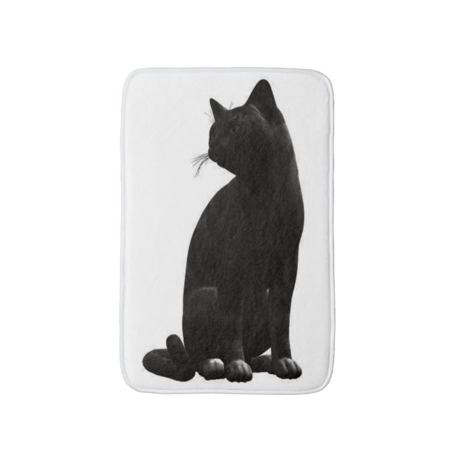 Alfombrilla De Baño Mat de baño de gato negro (Frente vertical)
