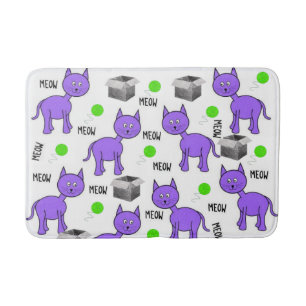 Alfombrilla De Baño Mat de baño de gatos morados