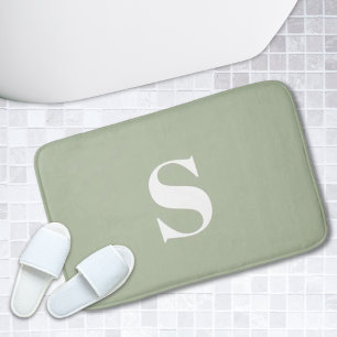 Alfombrilla De Baño Mat de baño de monograma personalizado verde sabio