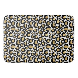 Alfombrilla De Baño Mat de baño de papel de leopardo negro, dorado y b