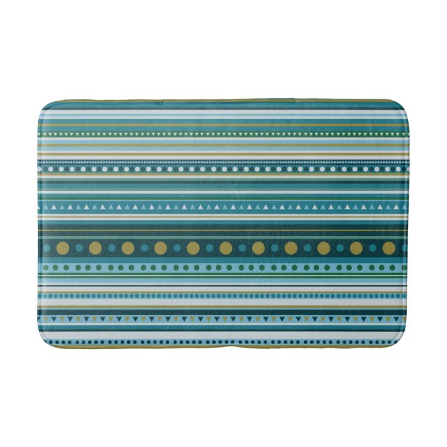 Alfombrilla De Baño Mat de baño de patrón de rayas verdes azules Verde (Anverso)