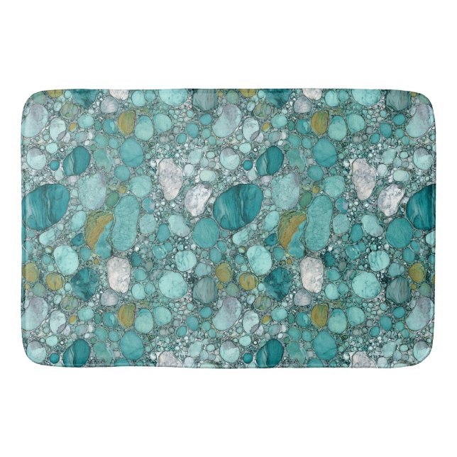 Alfombrilla De Baño Mat. de baño de piedras turquesas (Anverso)