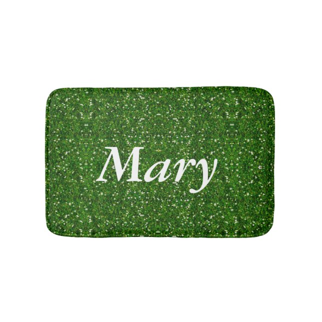 Alfombrilla De Baño Mat de baño de Purpurina verde personalizado (Anverso)