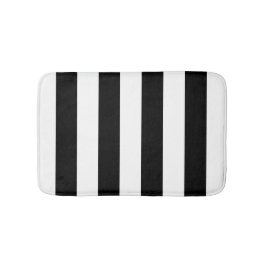 Alfombrilla De Baño Mat de baño de rayas anchas, en blanco y negro