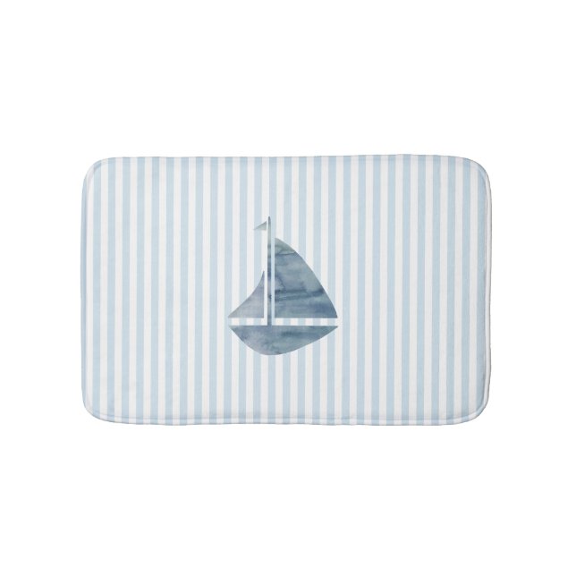 Alfombrilla De Baño Mat de baño de rayas azules náuticas (Anverso)