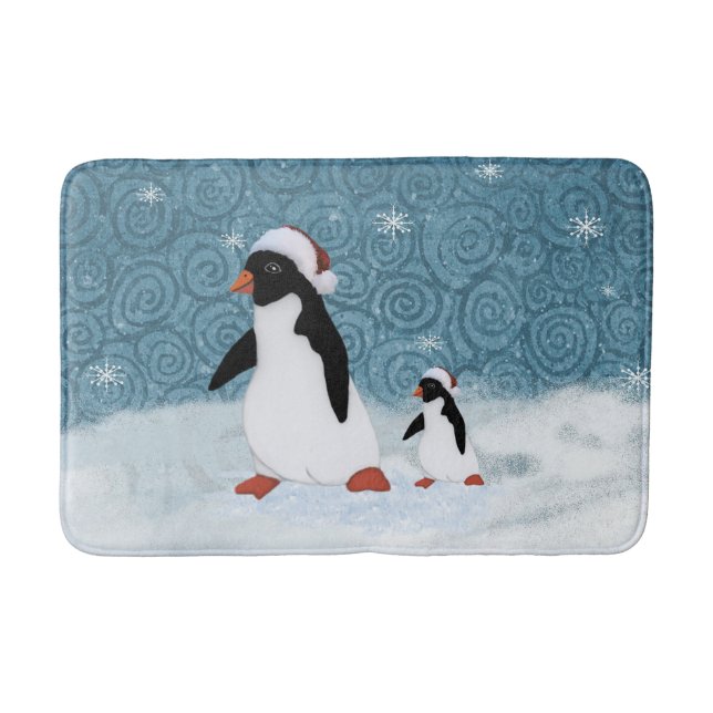 Alfombrilla De Baño Mat de baño de Santa Penguins (Anverso)