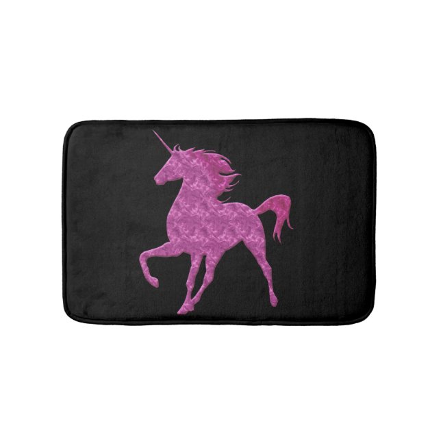 Alfombrilla De Baño Mat de baño de Unicornio con fuego rosa (Anverso)