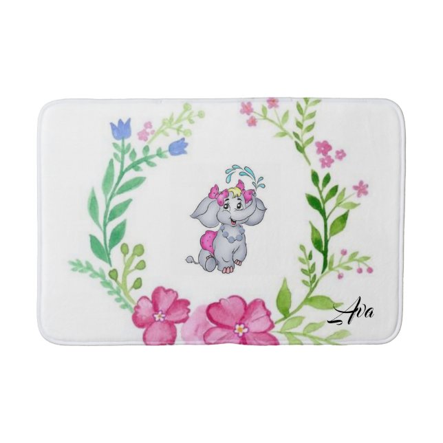 Alfombrilla De Baño Mat de Baño Floral Elefante (Anverso)