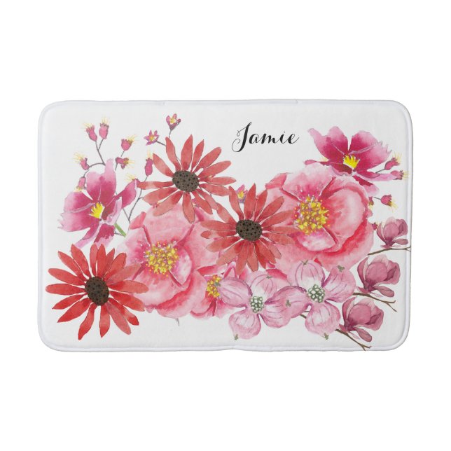 Alfombrilla De Baño Mat de baño floral personalizado moderno (Anverso)