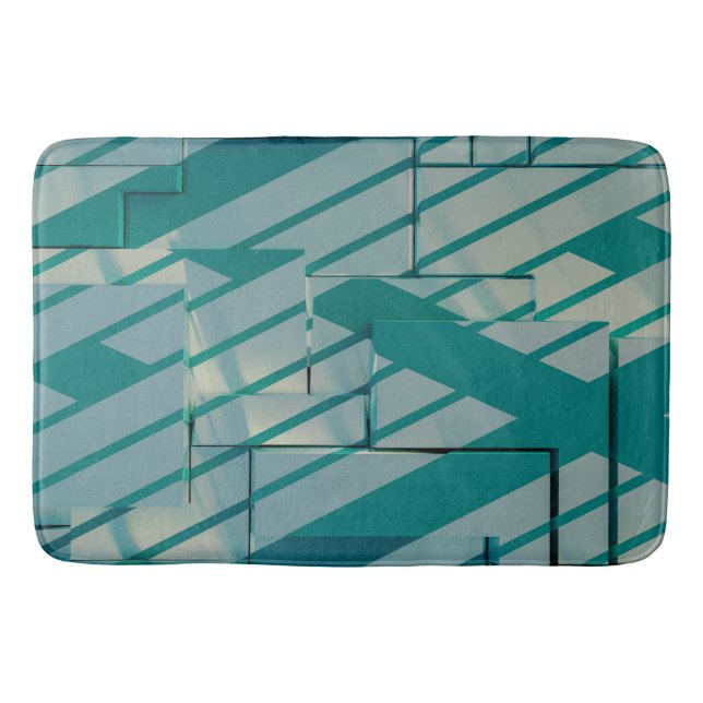 Alfombrilla De Baño Mat de baño geométrico azul (Anverso)