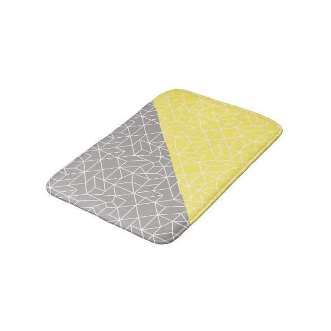 Alfombrilla De Baño Mat de baño geométrico gris y amarillo (Angular)