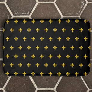 Alfombrilla De Baño Mat de baño negro con oro Fleur de Lis