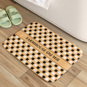 Alfombrilla De Baño Mat de baño negro de arcilla geométrica para granj