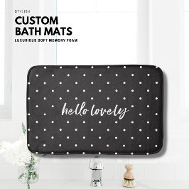 Alfombrilla De Baño Mat de baño negro personalizado con pequeños punto