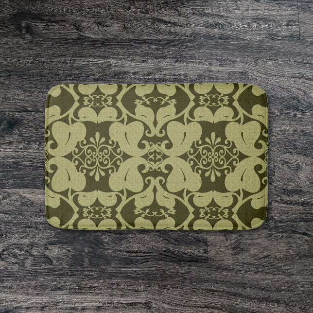 Alfombrilla De Baño Mat de Baño Ornate Olive Green Moderno (Subido por el creador)