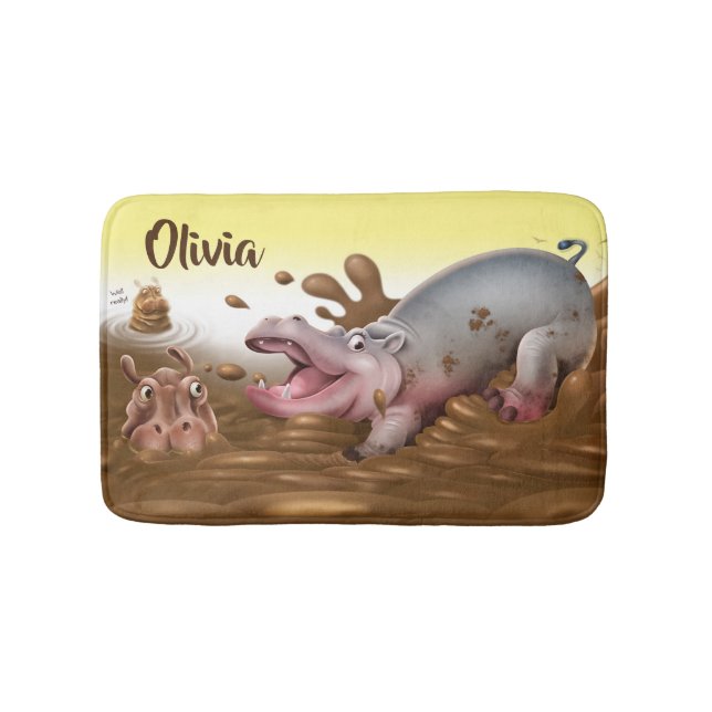 Alfombrilla De Baño Mat de baño pequeño Muddy Hippos (Anverso)