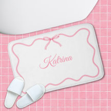 Mat de baño personalizado de Bow Girly Coquette