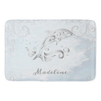 Alfombrilla De Baño Mat de baño personalizado de delfín gris