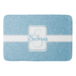 Alfombrilla De Baño Mat de baño personalizado de Purpurina azul