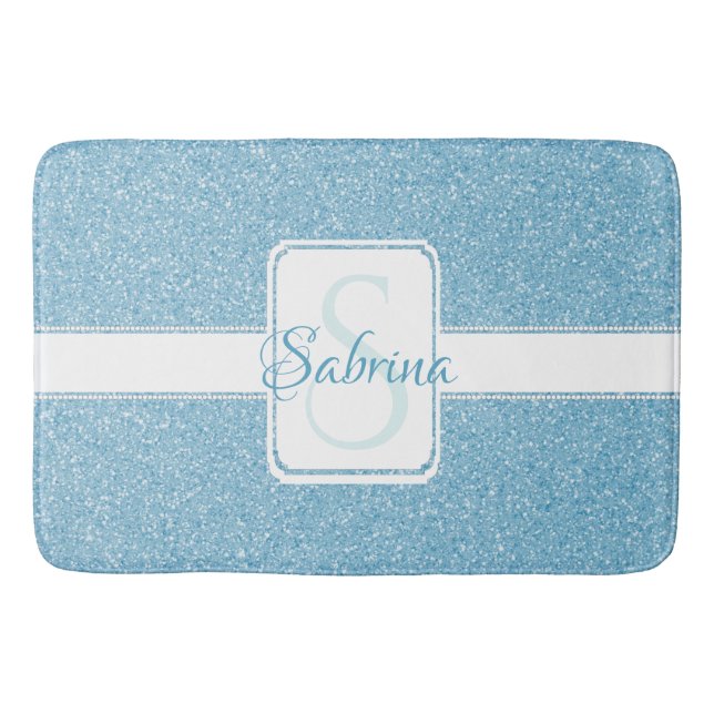 Alfombrilla De Baño Mat de baño personalizado de Purpurina azul (Anverso)
