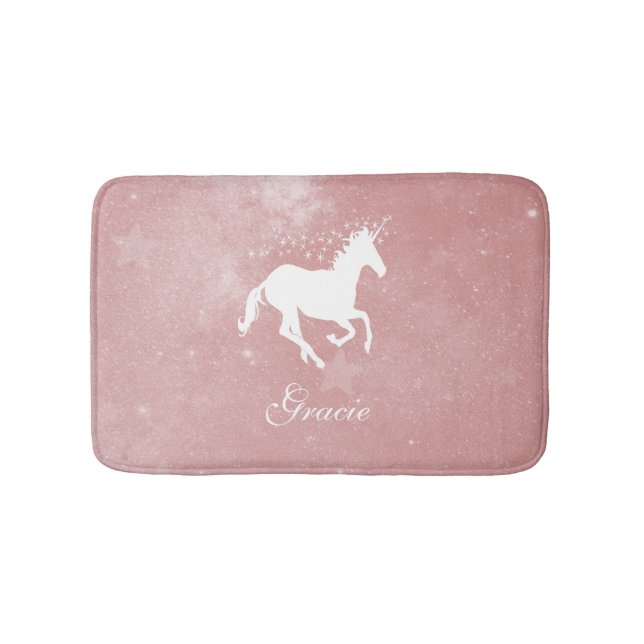 Alfombrilla De Baño Mat de baño personalizado de unicornio rosa (Anverso)