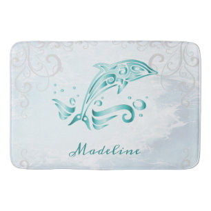 Alfombrilla De Baño Mat de baño personalizado para delfín verde azulad