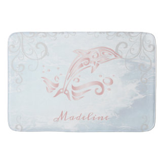 Alfombrilla De Baño Mat de baño personalizado para delfines rosados