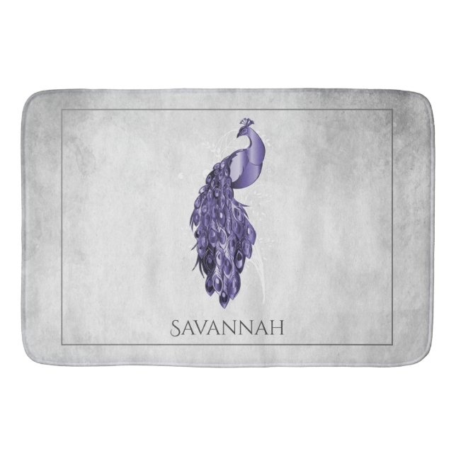 Alfombrilla De Baño Mat de Baño Personalizado Purple Elegent Peacock (Anverso)